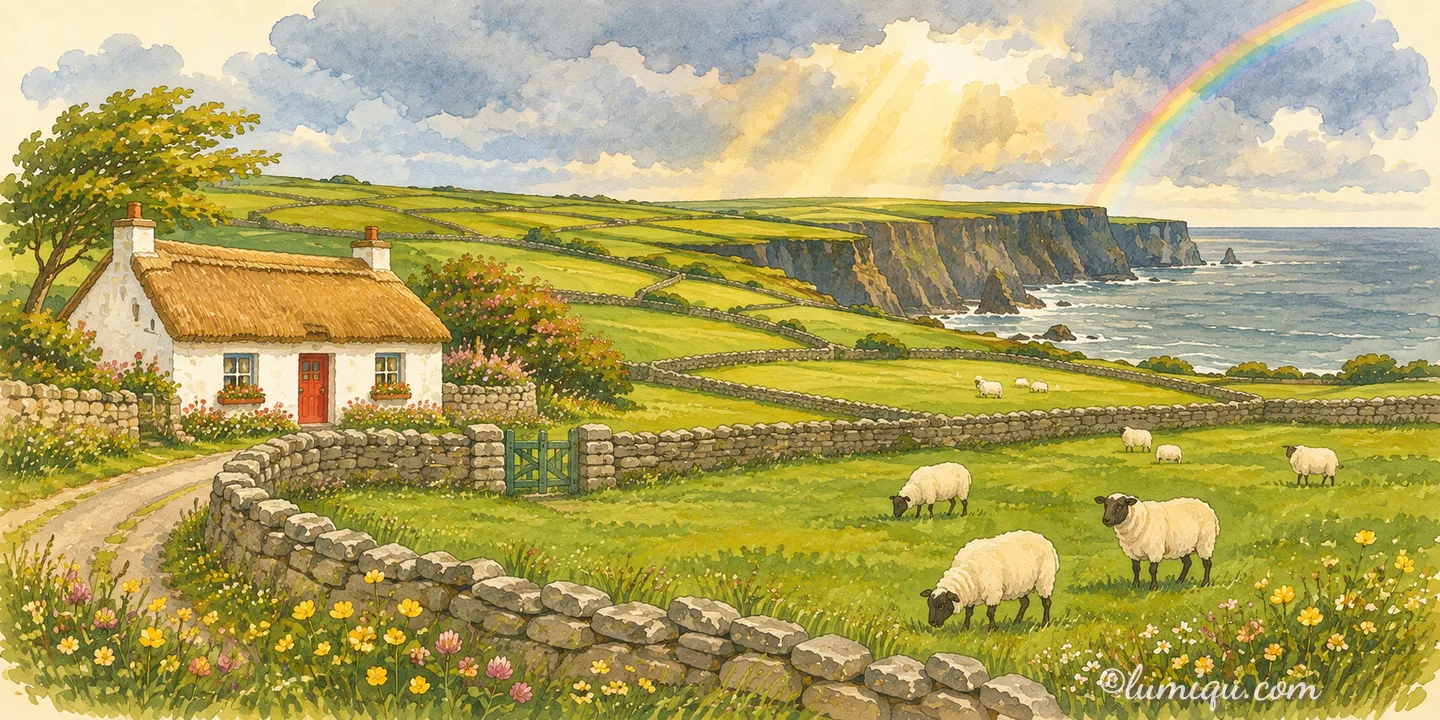 アイルランドの街かどのイメージイラスト