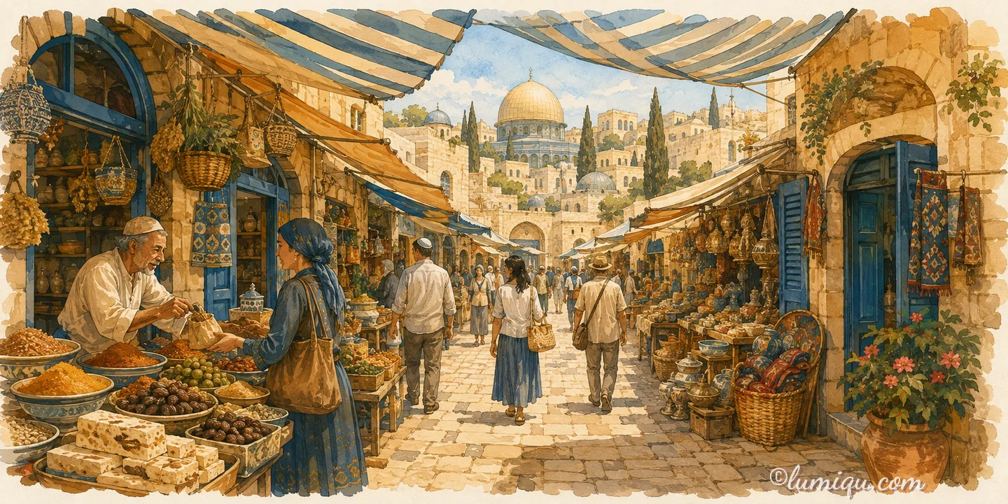 イスラエルの街かどのイメージイラスト