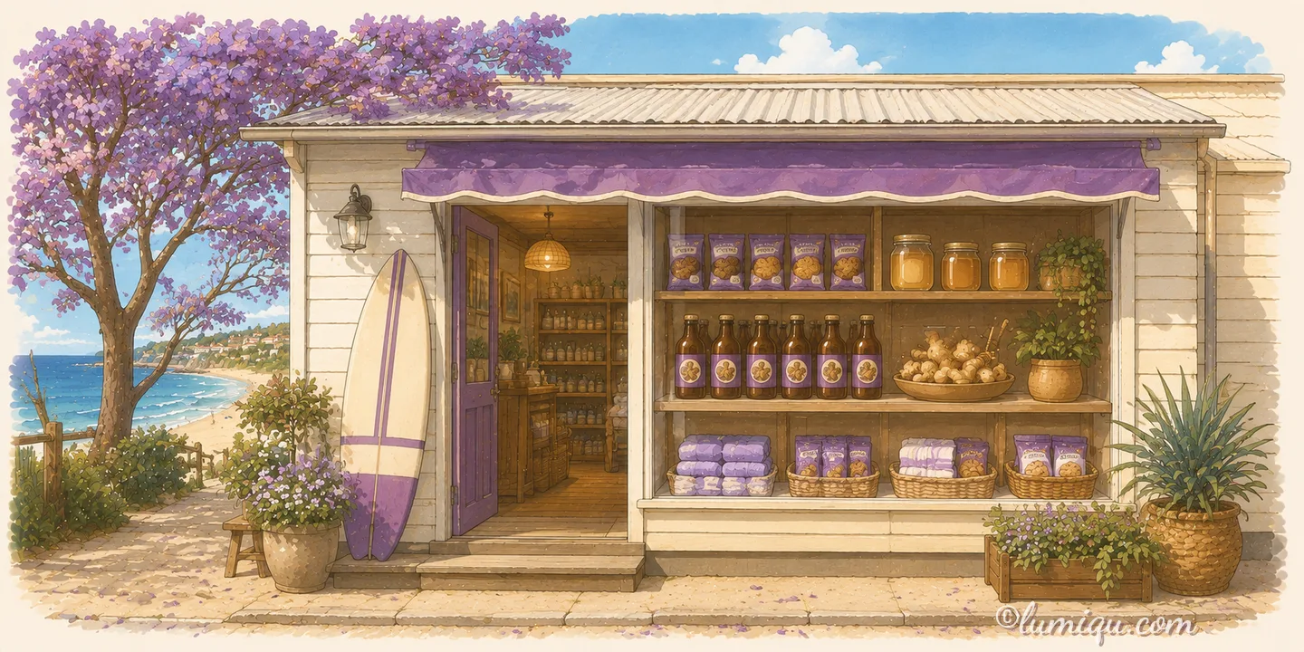 オージーおやつと蜂蜜の店 グダイ（空想のお店）の店構えイラスト
