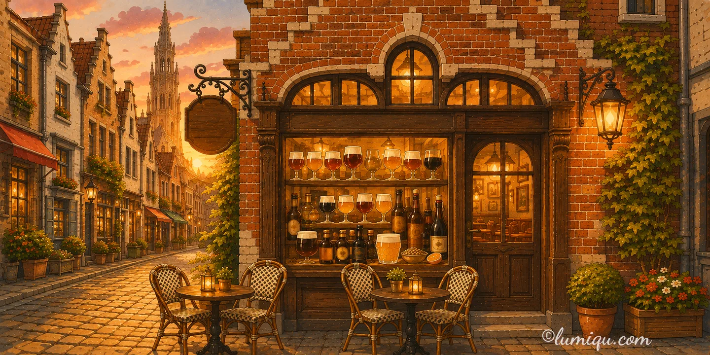 修道院ビールとホワイトの店 サンテ（空想のお店）の店構えイラスト
