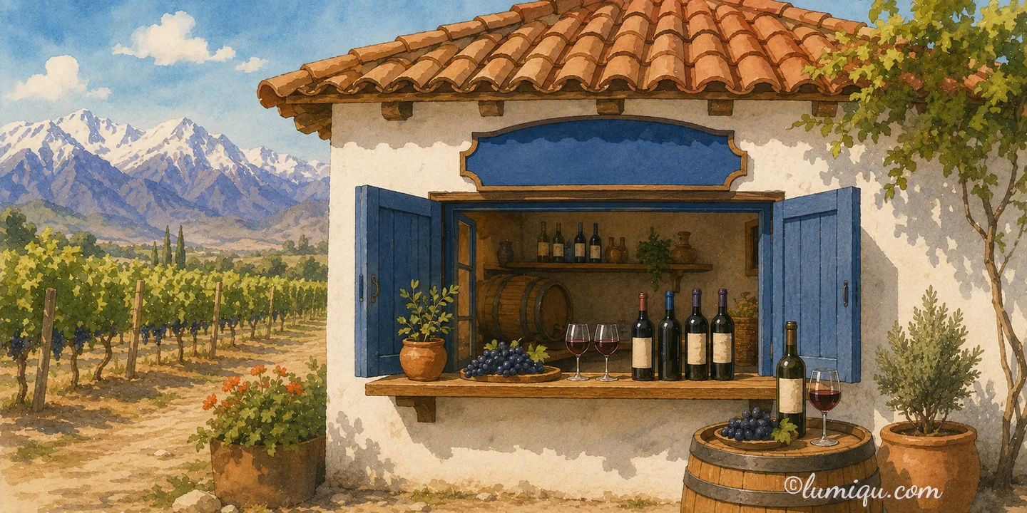 アンデスの赤ワインの店 ビーニャ（空想のお店）の店構えイラスト