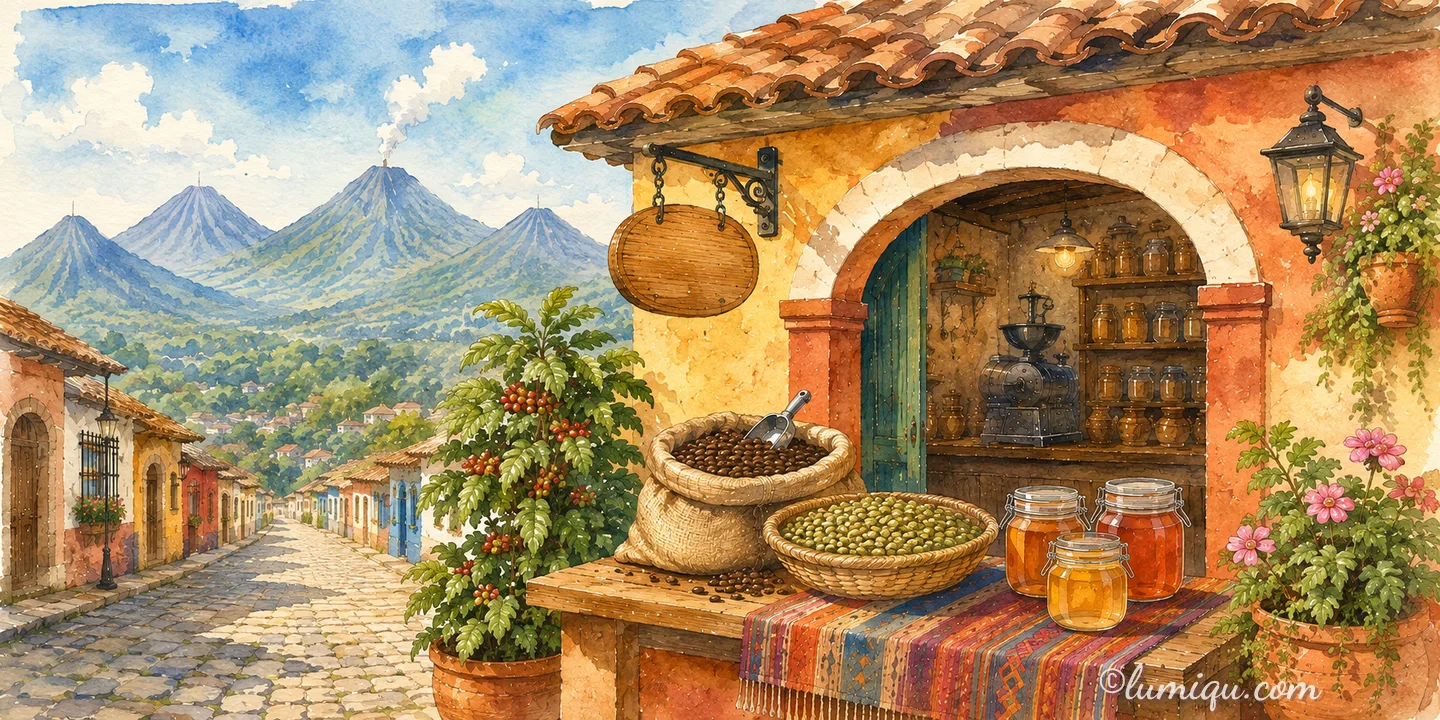 火山の畑の店 ボルカン（空想のお店）の店構えイラスト