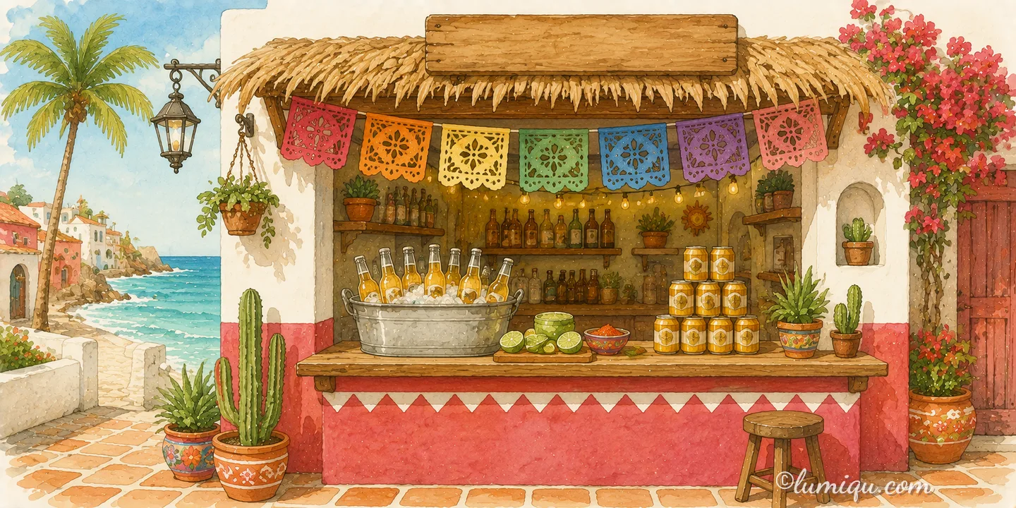 セルベサとライムの店 サルー（空想のお店）の店構えイラスト