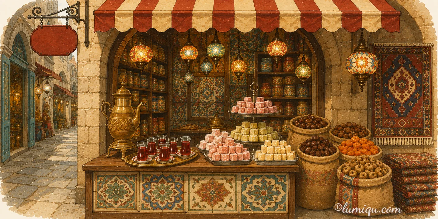 チャイとお菓子の店 メルハバ（空想のお店）の店構えイラスト